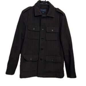 Mens Banana Republic Wool Blend Sport Field Jacket Over Coat Dark Brown Medium